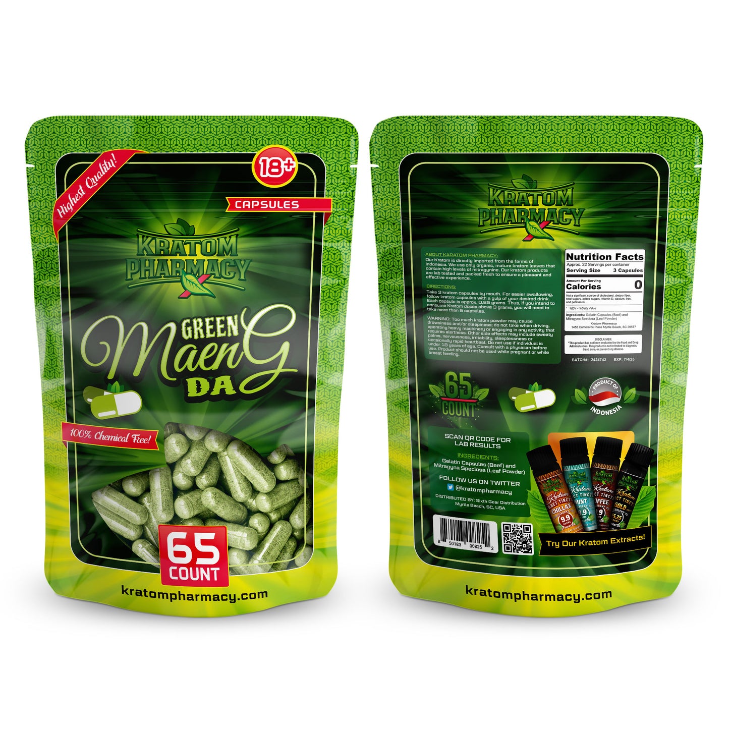 Green Maeng Da Kratom Capsule 65ct