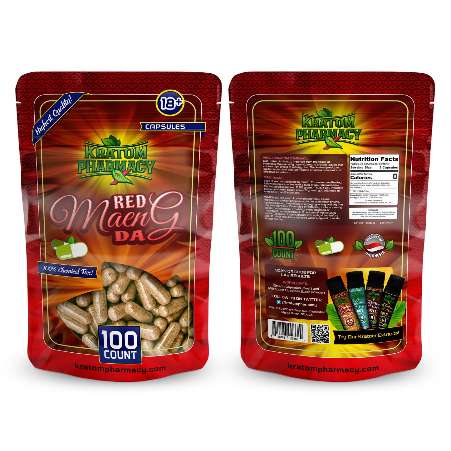 Red Maeng Da Kratom Capsule 100ct