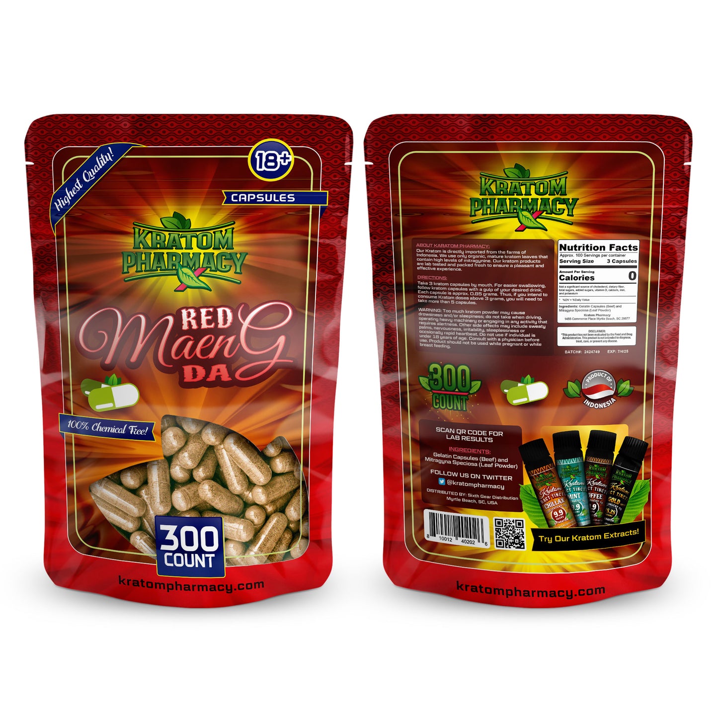 Red Maeng Da Kratom Capsule 300ct