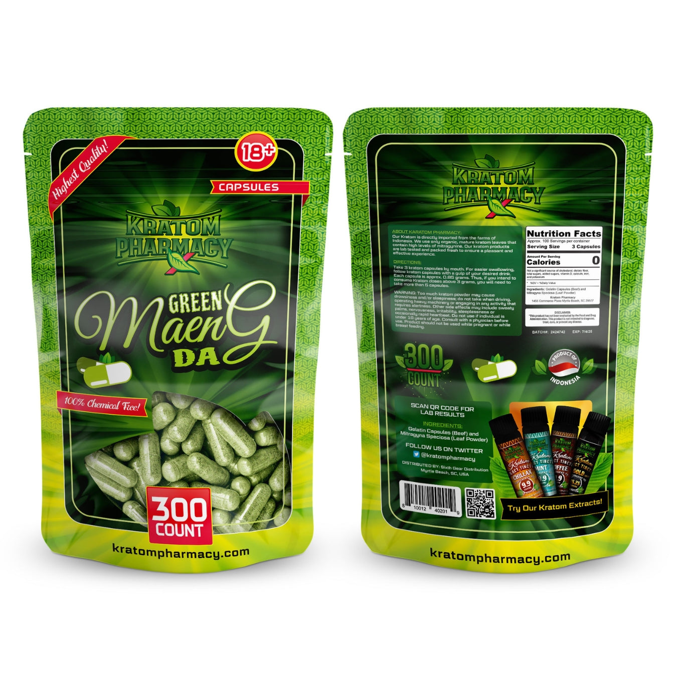 Green Maeng Da Kratom Capsule 300ct